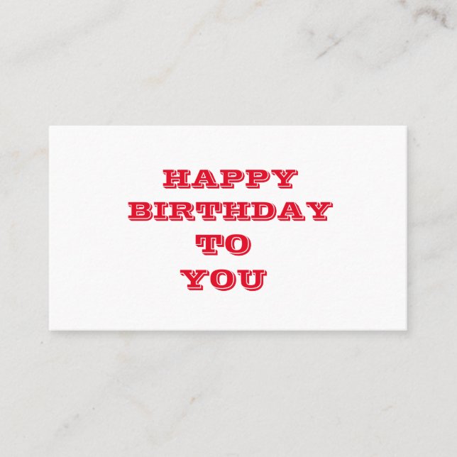 VISITA TARJETA DE CUMPLEAÑOS ROJA BLANCA SIMPLE (Anverso)