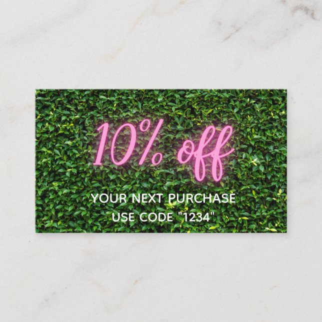 Visita Tarjeta de descuento de 10% para Neon Grass Wall p (Anverso)