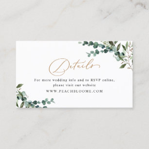 Visita Tarjeta de Detalles de Boda Chic Greenery Gold