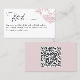 Visita Tarjeta de detalles de boda con código QR floral v