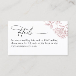 Visita Tarjeta de detalles de boda con código QR floral v