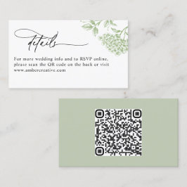 Visita Tarjeta de detalles de boda con código QR floral v