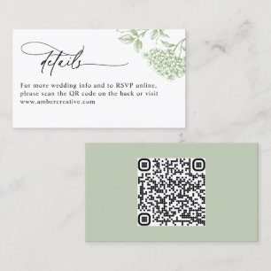 Visita Tarjeta de detalles de boda con código QR floral v