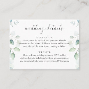 Visita Tarjeta de detalles de boda de eucalipto económico
