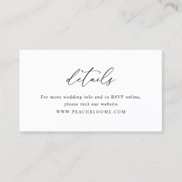 Visita Tarjeta de detalles de Boda mínimo simple en blanc