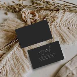 Visita Tarjeta de Detalles de Boda Simple Negra Pequeña A