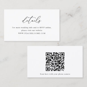 Visita Tarjeta de detalles de código QR simple para Boda 