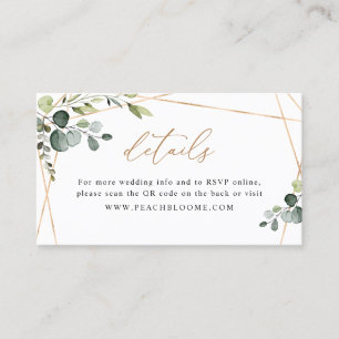 Visita Tarjeta de detalles de sitio web de boda dorada co
