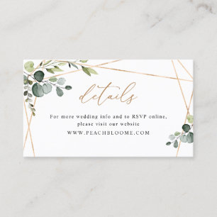 Visita Tarjeta de detalles de sitio web de boda elegante