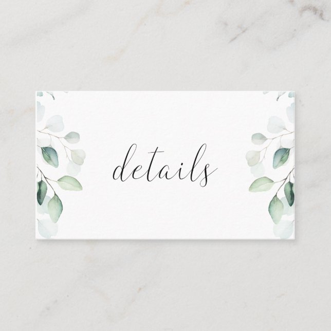 Visita Tarjeta de detalles del Boda de energía verde del  (Anverso)