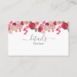 Visita Tarjeta de detalles del Boda floral rosa magenta