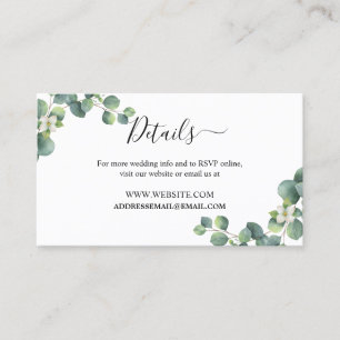 Visita Tarjeta de detalles del sitio web del Boda de verd