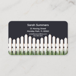 Visita Tarjeta de dirección con valla blanca y hierba