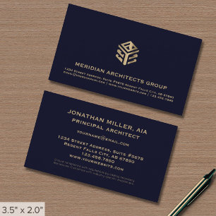 Visita Tarjeta de elegancia Navy Blue Architect