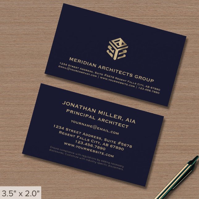 Visita Tarjeta de elegancia Navy Blue Architect (Subido por el creador)