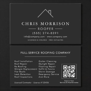Visita Tarjeta de Empresa de Techos Código QR Black Silve