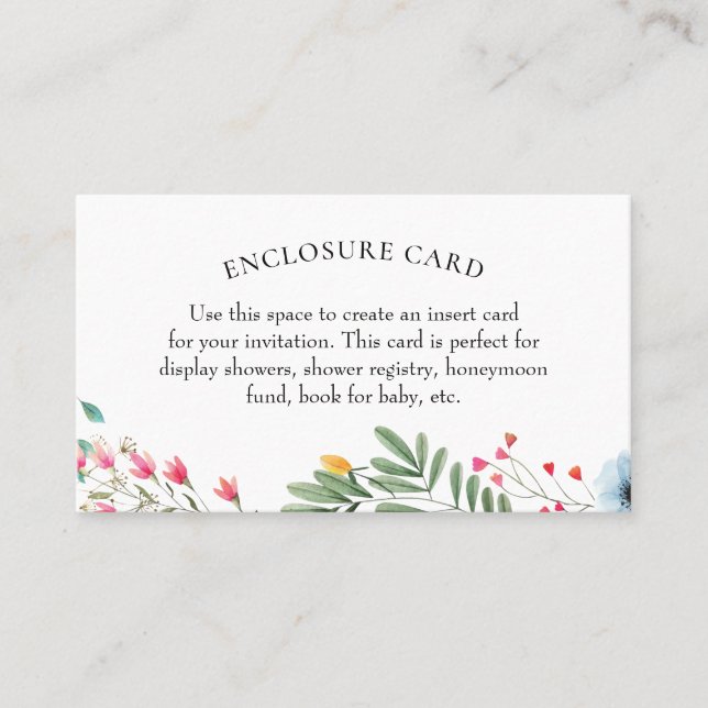 Visita Tarjeta de envoltura de ducha de flores silvestres (Anverso)