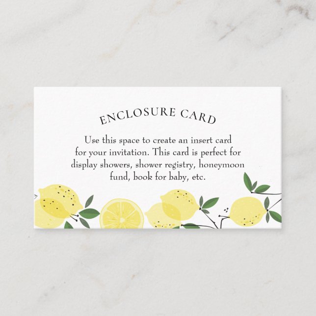 Visita Tarjeta de envolvente Lemon Main Squeeze Shower (Anverso)