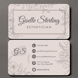 Visita Tarjeta de Esteticista de Lujo Rosa Floral Script
