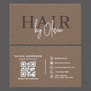 Visita Tarjeta de estilista de cabello con código QR de c