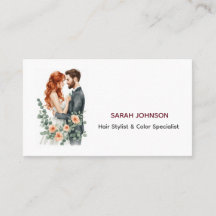 Tarjeta de estilista de novia boho auburn negocio
