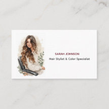 Tarjeta de Estilista de Pelo Boho Morena Balayage 