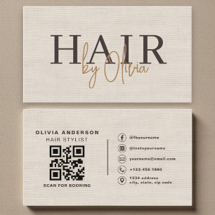 Visita Tarjeta de Estilista de Pelo con Código QR de Lino