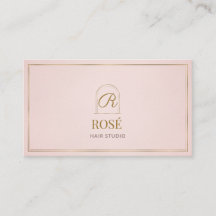 Tarjeta de Estilista de Pelo con Monograma de Oro