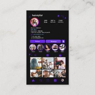 Visita Tarjeta de Estilista de Pelo en Instagram con Códi