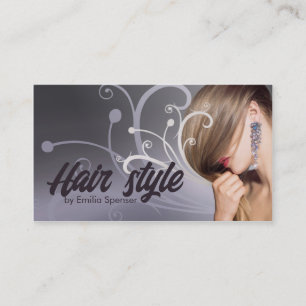 Visita Tarjeta de estilo de corte de pelo de curvas Metal