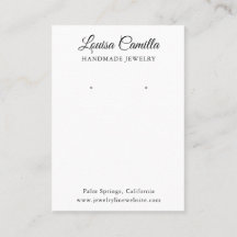 Tarjeta de exhibición de aretes con letra elegante