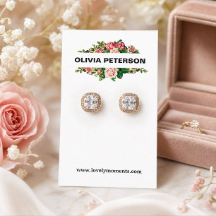Visita Tarjeta de exhibición de aretes de joyería Flores