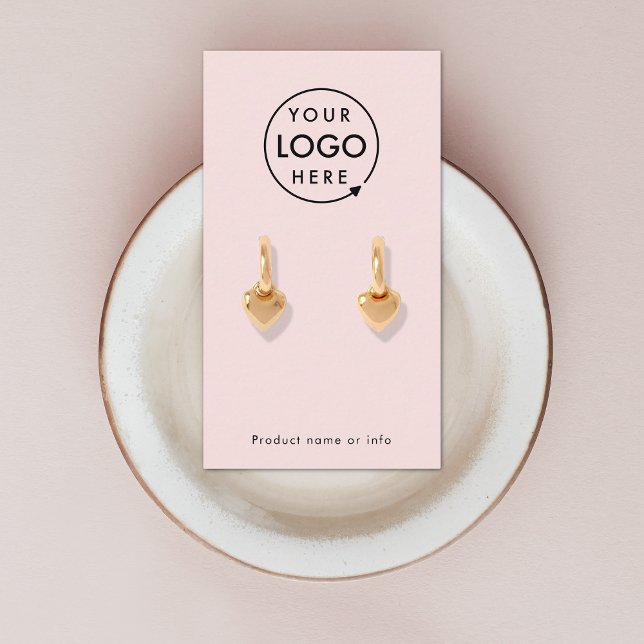 Visita Tarjeta de exhibición de aretes | Exhibidor de joy (Modern feminine blush pink earring display card by Guava - clean, stylish, and customizable)