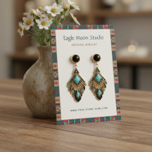 Tarjeta de exhibición de joyas de aretes tribales 