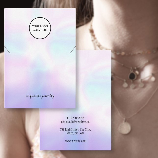 Visita Tarjeta de exhibición de joyas de collar iridiscen (Your Logo Iridescent Necklace Jewelry Display Card)