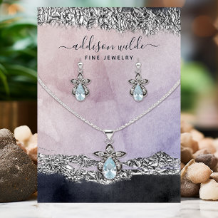 Visita Tarjeta de exhibición de joyas moderna de plata y