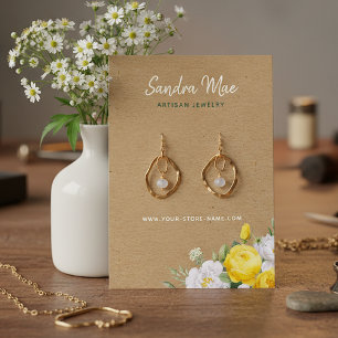 Visita Tarjeta de exhibición de joyería de aretes de rosa