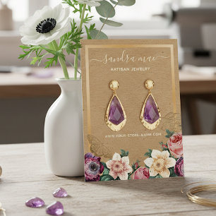 Visita Tarjeta de exhibición de joyería de aretes florale