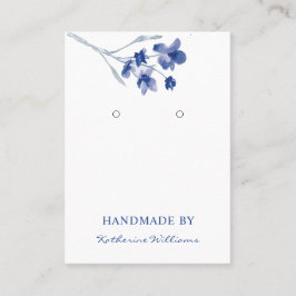 Visita Tarjeta de exhibición de pendientes azul floral ac