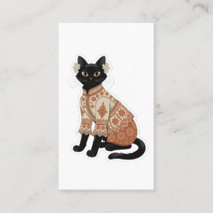 Visita Tarjeta de felicitación de gato negro floral de te