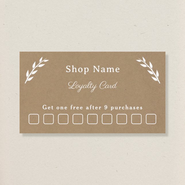 Visita Tarjeta de fidelidad blanca, kraft y rusa (White, Kraft & Rustic Loyalty Card)