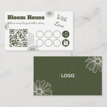 Tarjeta de fidelidad con código QR floral para neg