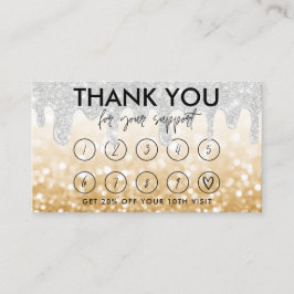 Visita Tarjeta de fidelidad con logotipo Gold Makeup Drip