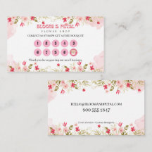 Tarjeta de fidelidad de acuarela floral rosa Punch