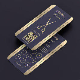 Visita Tarjeta de fidelidad de Barber Navy Gold Barbersho