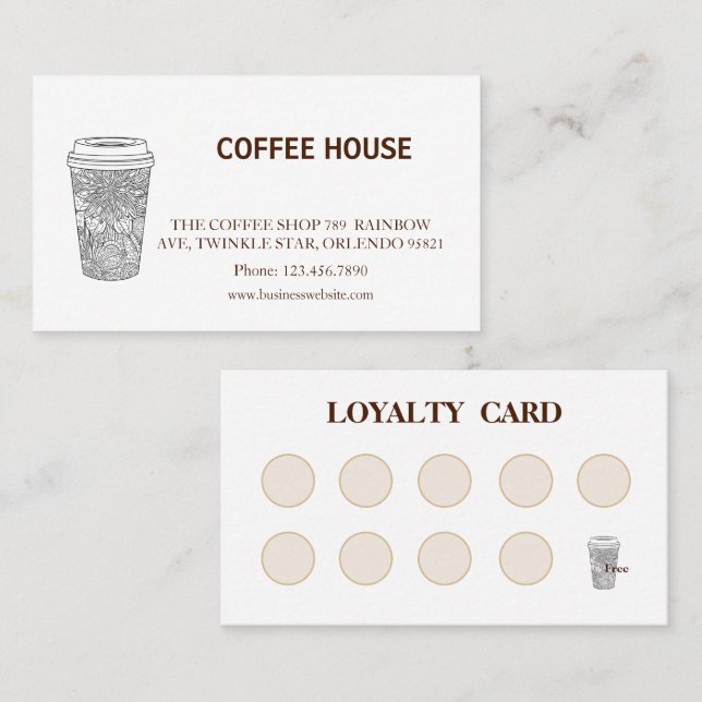 Visita Tarjeta de fidelidad de café simple moderna (Anverso / Reverso)