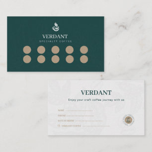 Visita Tarjeta de fidelidad de café verde oscuro elegante
