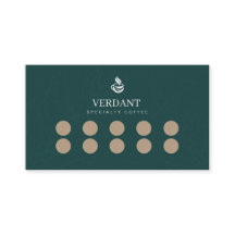Tarjeta de fidelidad de café verde oscuro elegante