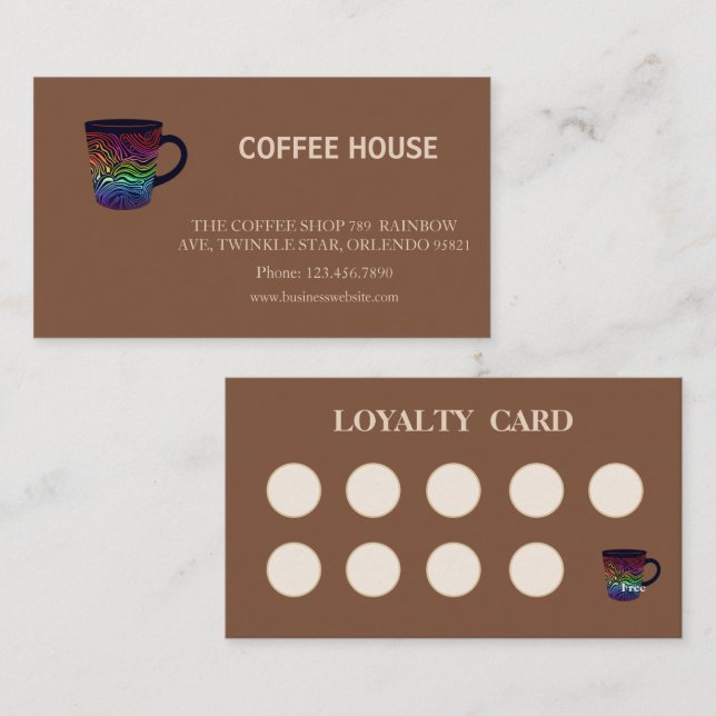 Visita Tarjeta de fidelidad de cafetería simple moderna (Anverso / Reverso)