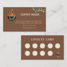 Tarjeta de fidelidad de cafetería simple moderna